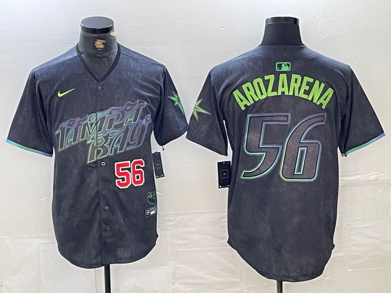 Men Tampa Bay Rays #56 Randy Arozarena Nike MLB Limited City Connect Black 2024 Jersey style 3->tampa bay rays->MLB Jersey